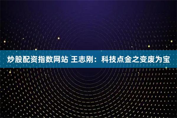 炒股配资指数网站 王志刚：科技点金之变废为宝